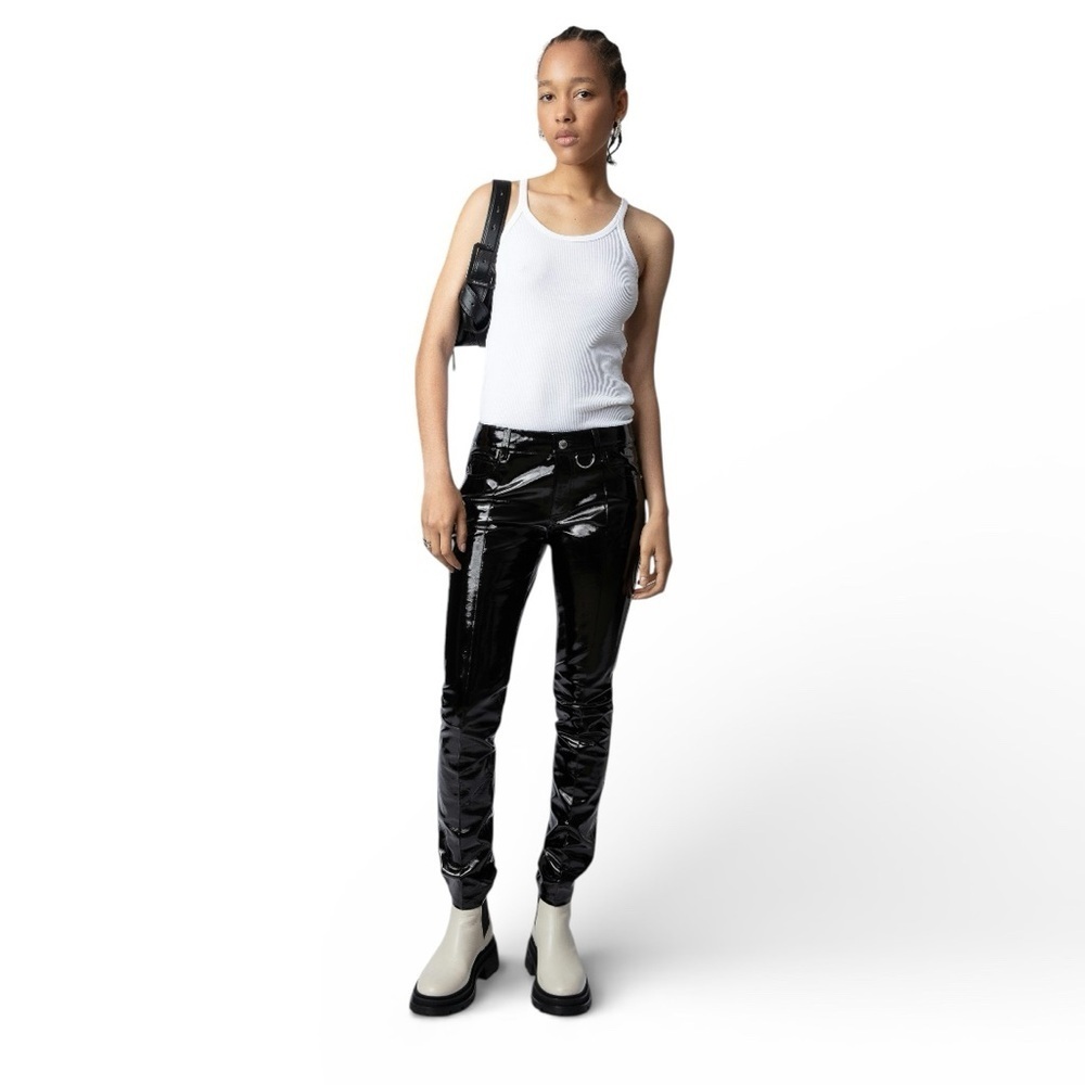 Zadig & Voltaire Défilé Peko Vinyl Lambskin Leather Pants NWT Size 34 FR/2 US